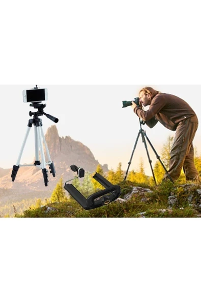 Pazariz Tripod : Telefon Ve Kamera Tutucu Ayak + Telefon Tutucu - Dev Boy ürün görseli 1