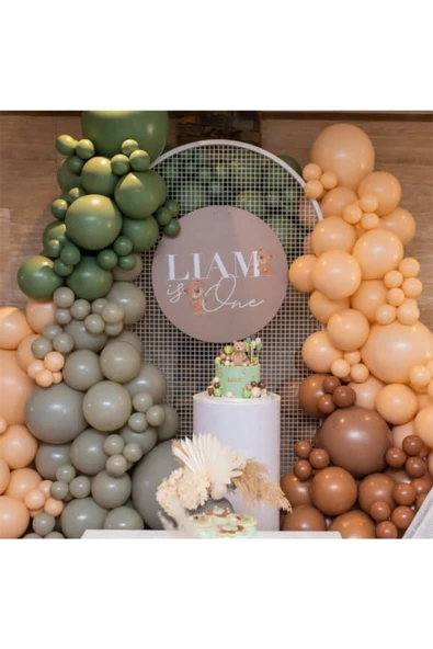 Pazariz Pastel Karamel Küf Yeşili Gri Ve Somon Balon Zinciri 100 Adet ürün görseli 1