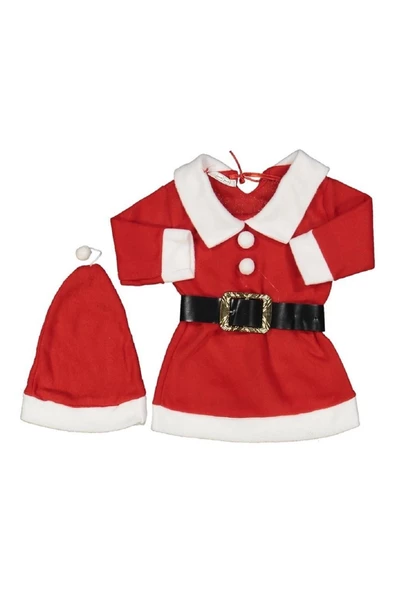 Pazariz Kız Çocuk Kırmızı Yeni Yıl Noel Kostüm Elbise Seti Yılbaşı ürün görseli 1