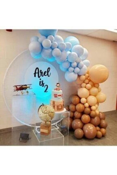 Pazariz 120 Adet Balon Karamel Somon Mavi Balon Renkleri Balon Zincir Canbyhobi Balon ürün görseli 1
