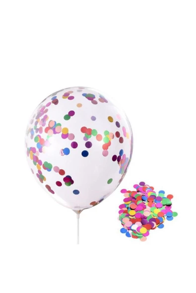 Pazariz 10 Adet Konfetili Şeffaf Balon Renkli ürün görseli 1