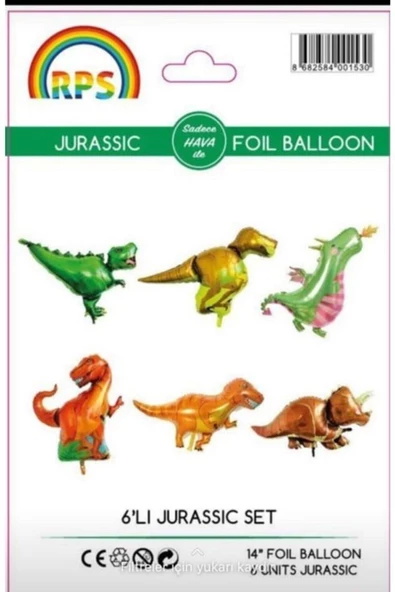 Pazariz Dinazor Folyo Balon Set 6 Lı ürün görseli 1