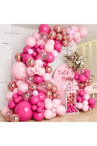 Pazariz Pembe Fuşya Balon Zinciri 100 Adet ürün görseli 1