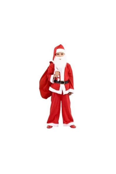 Pazariz Yılbaşı Özel 3-6 Yaş Erkek Çocuk Noel Baba Elbisesi Sakal Hediye ürün görseli 1