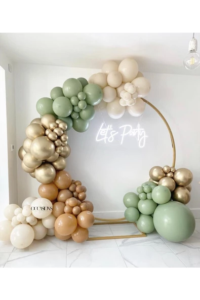 Pazariz Krom Gold Küf Yeşili Karamel Ve Sütlü Kahve Balon Zinciri 50 Adet ürün görseli 1