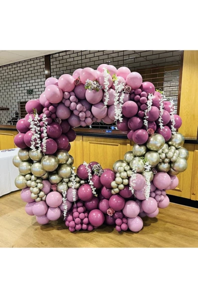 Pazariz Krom Beyaz Altın Yaban Çileği Ve Toz Pembe Balon Zinciri 100 Adet ürün görseli 1