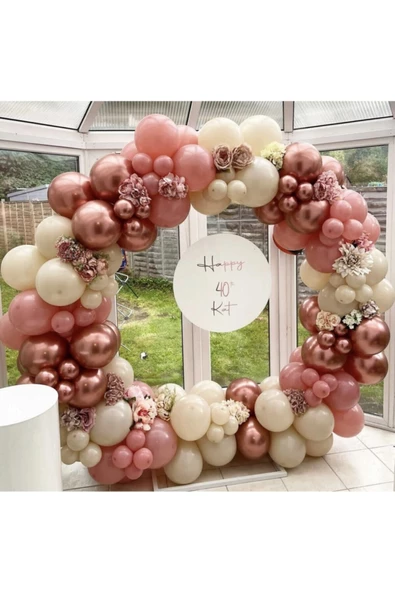 Pazariz Krom Pembe Toz Pembe Ve Ten Rengi Balon Zinciri 100 Adet ürün görseli 1