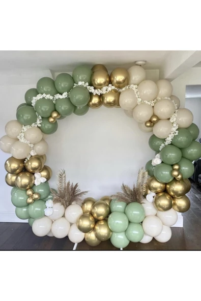 Pazariz Krom Gold Retro Deniz Kumu Ve Kış Yeşili Balon Zinciri 100 Adet ürün görseli 1
