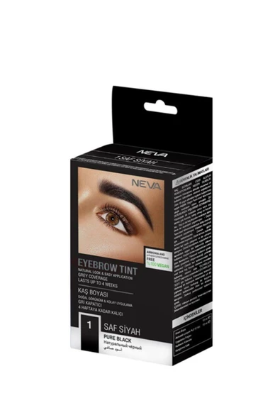 Pazariz Neva Eyebrow Tint Kaş Boyası Seti 1.0 Saf Siyah %100 Vegan ürün görseli 1