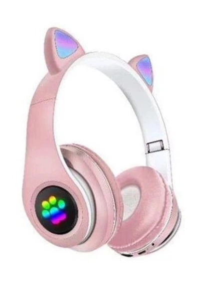 Pazariz Rgb Işıklı Kedi Kulak Kulaküstü Bluetooth Kulaklık Pembe ürün görseli 1