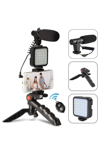 Pazariz Home Paket Kit Video Fotoğraf Çekim Bluetooth Kumandalı Işık Ring Youtuber Set ürün görseli 1