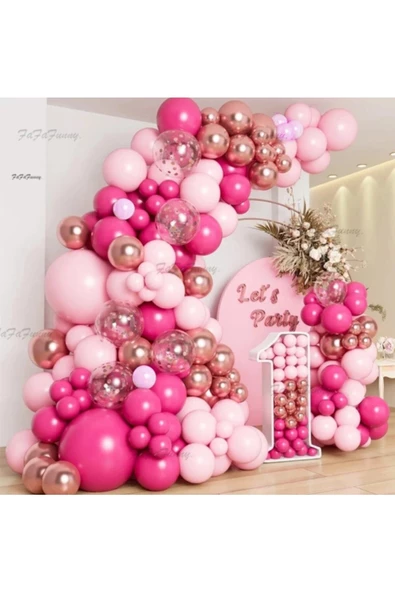 Pazariz Pembe Fuşya Balon Zinciri 100 Adet ürün görseli 1
