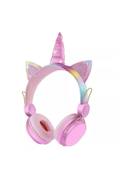 Pazariz Yeni Nesil Kablosuz Sevimli Unicorn Kız Çocuk Kulaklığı Wirelles Bluetooth Pembe ürün görseli 1