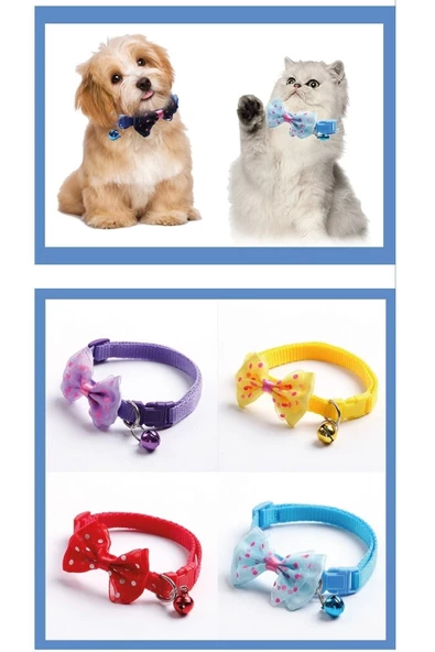 Pazariz Papyonlu Kedi Ve Küçük Irk Köpek Boyun Tasması Çıngıraklı Pembe ürün görseli 1