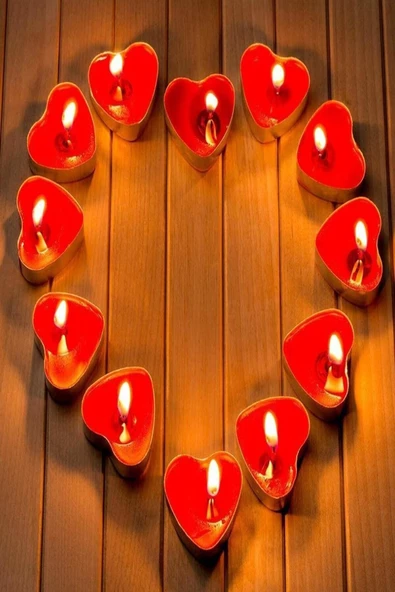 Pazariz Kırmızı Kalpli Tealight Mum 10'lu ürün görseli 1