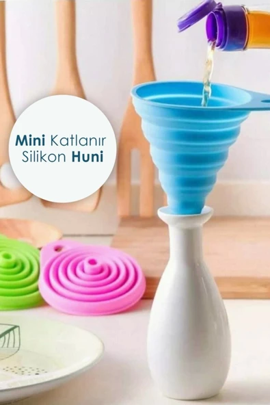 Pazariz Pratik Mini Silikon Katlanır Huni | Akordeon Huni | Katlanır - 1 Adet ürün görseli 1