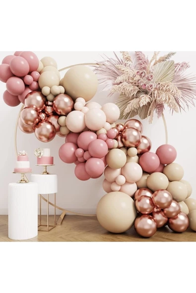 Pazariz Retro Rosewood Pink Blush Balon Zinciri 100 Adet ürün görseli 1