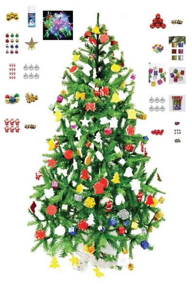 Pazariz Pazarız Yılbaşı Seti 60 cm Çam Ağacı 21 Ad Süsleri Mini Paket ürün görseli 1