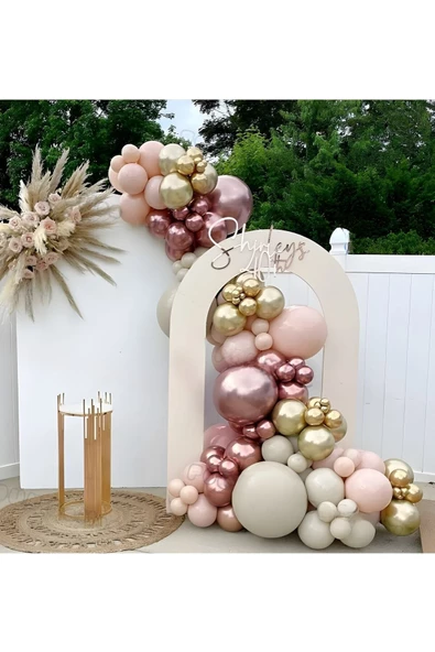 Pazariz Pudra Pembe Gold Rosegold Balon Zinciri 100 Adet ürün görseli 1