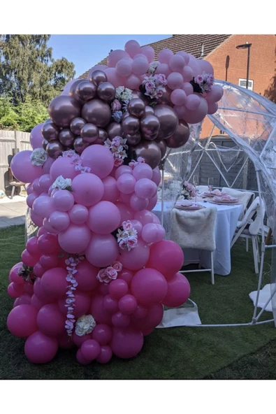 Pazariz Krom Pembe Makaron Pembe Ve Fuşya Balon Zinciri 100 Adet ürün görseli 1