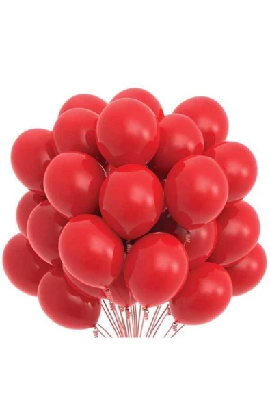 Pazariz 12 Inç Standart Boy Pastel Balon 10 Adet Kırmızı ürün görseli 1