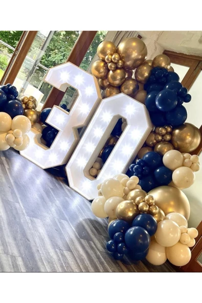 Pazariz Krom Gold Gece Mavisi Ve Ten Rengi Balon Zinciri 100 Adet ürün görseli 1