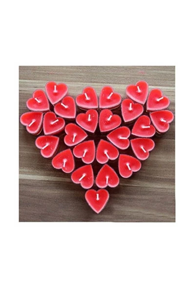 Pazariz Kırmızı Kalp Tealight Mum 50li ürün görseli 1