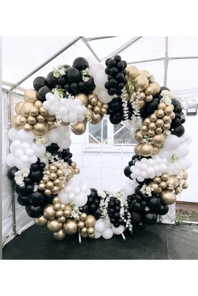 Pazariz Krom Gold Siyah Ve Beyaz Balon Zinciri 100 Adet ürün görseli 1