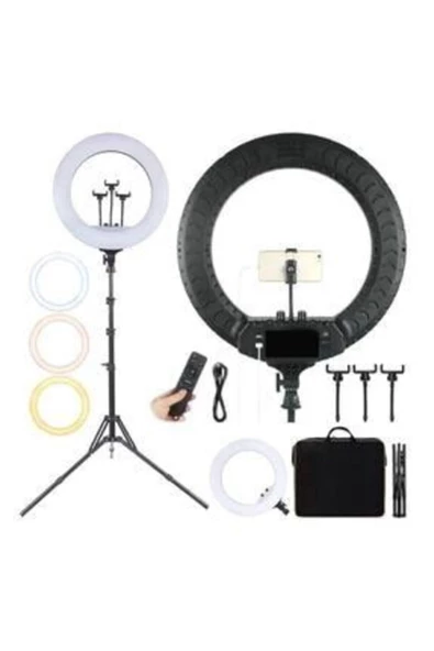 Pazariz Büyük Boy Ring Light Makyaj Güzellik 5500k 48w Kuaför Kit Çantalı Ve Kumandalı 18 Inç Işık ürün görseli 1