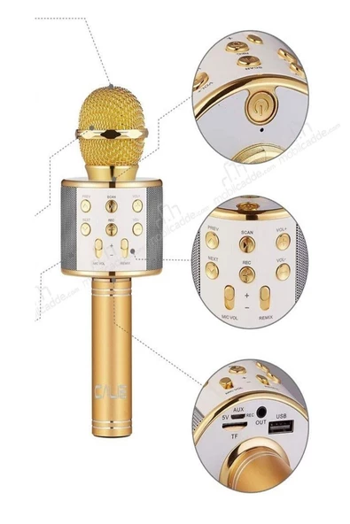 Pazariz Şarj Edilebilir Telefon Ve Usb Bağlantılı Karaoke Mikrofon (gold) ürün görseli 1