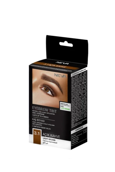 Pazariz Neva Eyebrow Tint Kaş Boyası Seti 3.1 Açık Kahve %100 Vegan ürün görseli 1