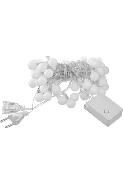 Pazariz Yd1736 Fişli Led Işıklı Dize Ampul Toplar 8 Animasyonlu Aydınlatma Eklemeli 5 Metre, Şeffaf ürün görseli 1
