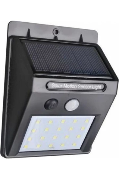 Pazariz Işık Sensörlü Güneş Enerjili Solar Duvar Kapı Kamp Bahçe Lambası Fotoselli Projektör 20 Led ürün görseli 1