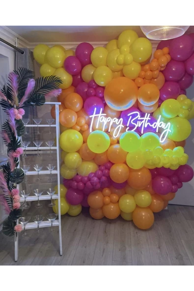 Pazariz Pastel Turuncu Sarı Ve Fuşya Balon Zinciri 100 Adet ürün görseli 1