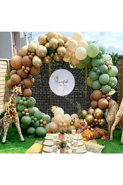 Pazariz Krom Gold Küf Yeşili Ve Sütlü Kahve Balon Zinciri 100 Adet ürün görseli 1