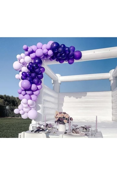 Pazariz Pastel Mor Lila Ve Beyaz Balon Zinciri 100 Adet ürün görseli 1