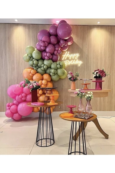 Pazariz Yaban Çileği Fuşya Yeşil Balon Zinciri 100 Adet ürün görseli 1