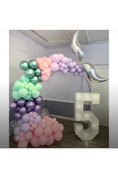 Pazariz Krom Mor Yeşil Makaron Lila Mint Yeşili Makaron Pembe Balon Zinciri 100 Adet ürün görseli 1