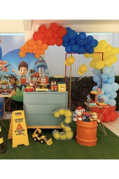 Pazariz Pastel Turuncu Kırmızı Koyu Mavi Sarı Ve Makaron Mavi Balon Zinciri 100 Adet ürün görseli 1