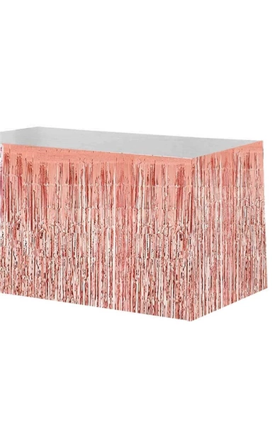 Pazariz Metalik Folyo Rose Gold Püskül Masa Eteği ürün görseli 1