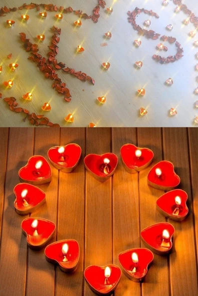 Pazariz 20 Kalpli Tealight Mum + 300 Kuru Gül Yaprağı Romantik Süs ürün görseli 1