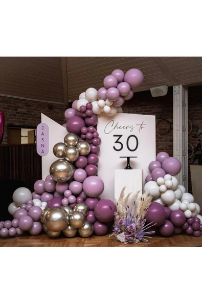 Pazariz Krom Beyaz Altın Yaban Çileği Toz Pembe Ve Duman Balon Zinciri 100 Adet ürün görseli 1