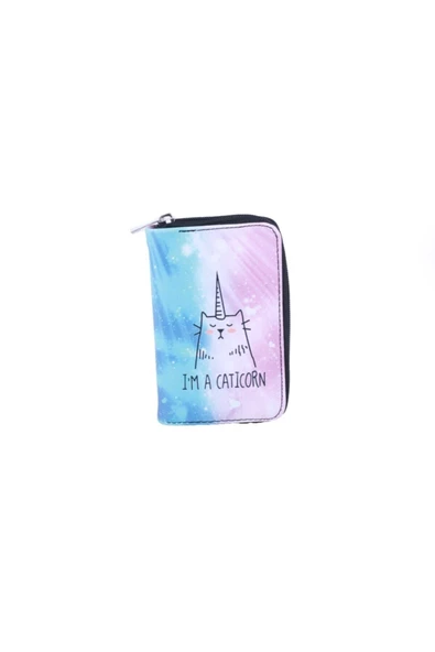 Pazariz Kadın Mor Mavi Kedi Cüzdan Kartlık ürün görseli 1
