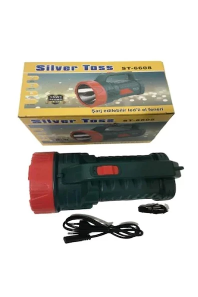 Pazariz Silver Toss St-6608 Şarj Edilebilir Led 15w El Feneri ürün görseli 1
