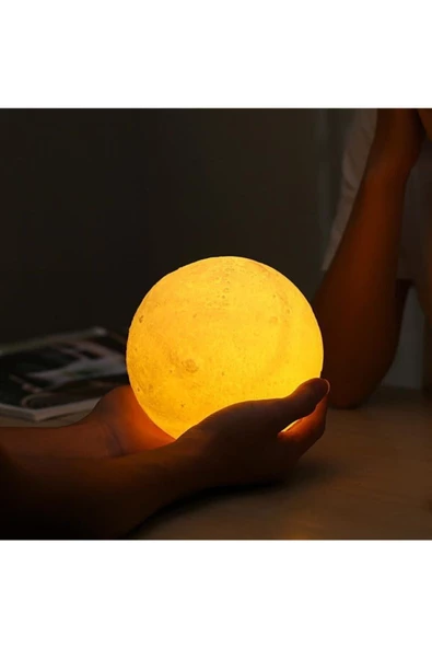 Pazariz Sarı 3D Ay Gece Lambası - Resim 2