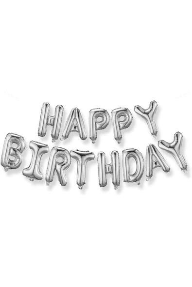 Pazariz Happy Bırthday Gümüş Folyo Balon ürün görseli 1