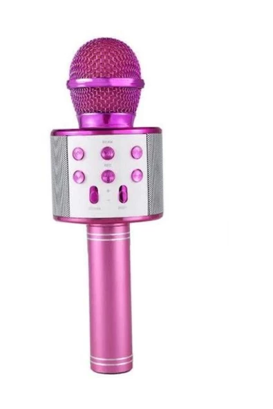 Pazariz Ws-858 Pembe Karaoke Mikrofon Bluetooth Hoparlör Aux Usb Mikro Sd Kart Girişli ürün görseli 1