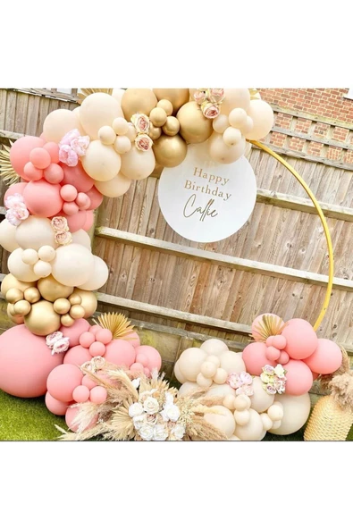Pazariz Krom Gold Makaron Pembe Ve Deniz Kumu Balon Zinciri 50 Adet ürün görseli 1