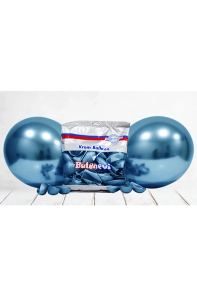 Pazariz 12" Krom Balon Mavi 10 Adet ürün görseli 1