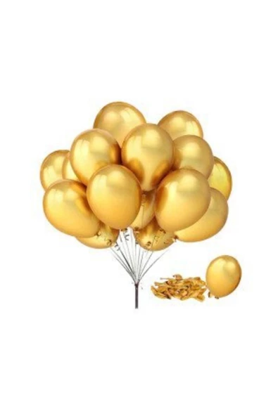 Pazariz 12 Inç Standart Boy Metalik Balon 10 Adet Altın ürün görseli 1